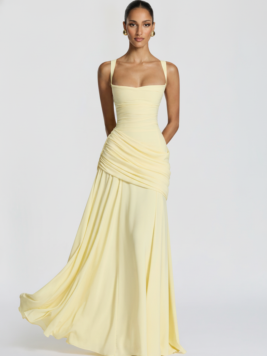 The Flared Midi in Light yellow