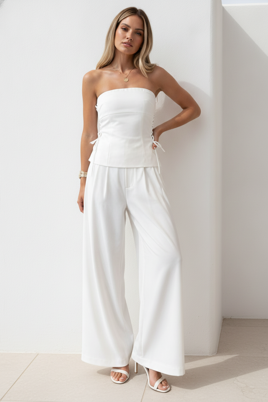 Solbert Strapless Set on model
