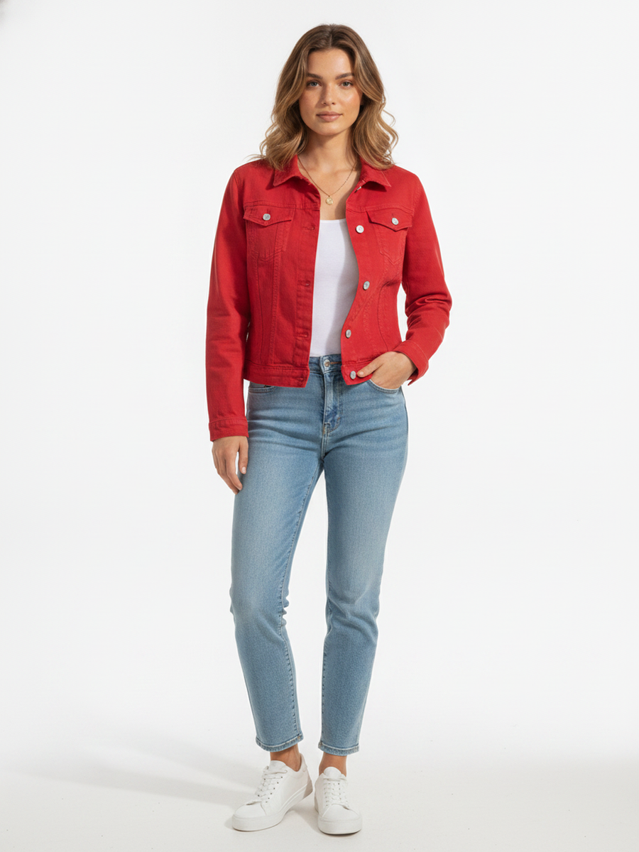The Denim Jacket in Red