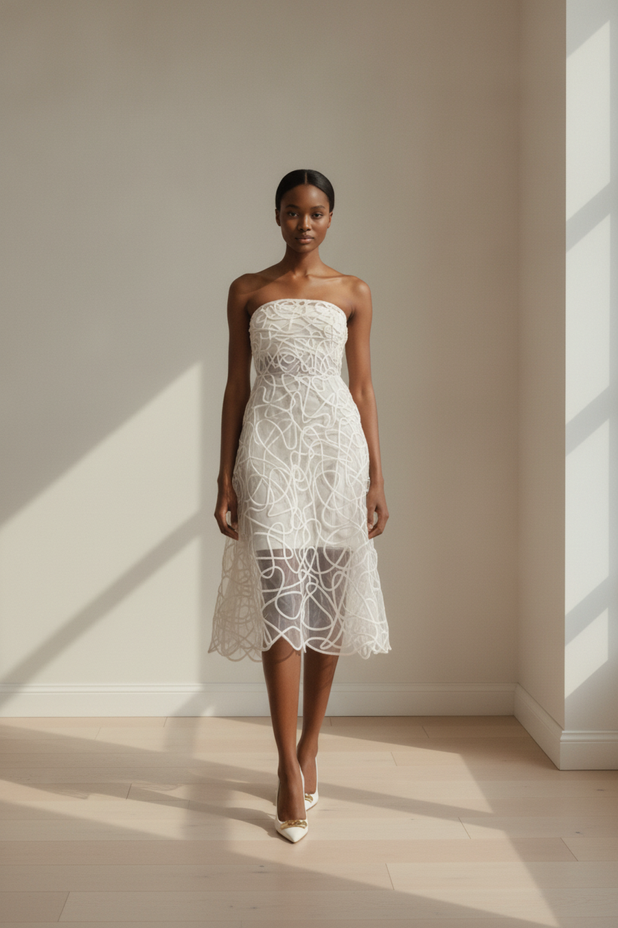 Maya Abstract Midi Dress on model