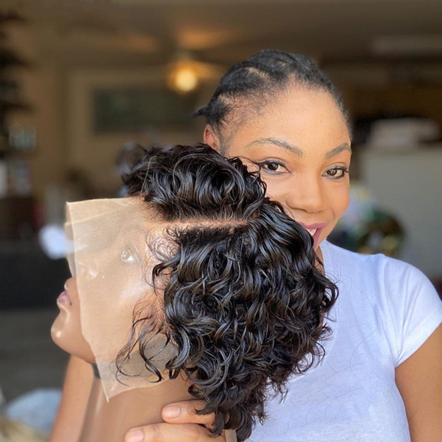 Short Curly Pixie Cut Human Hair Wig