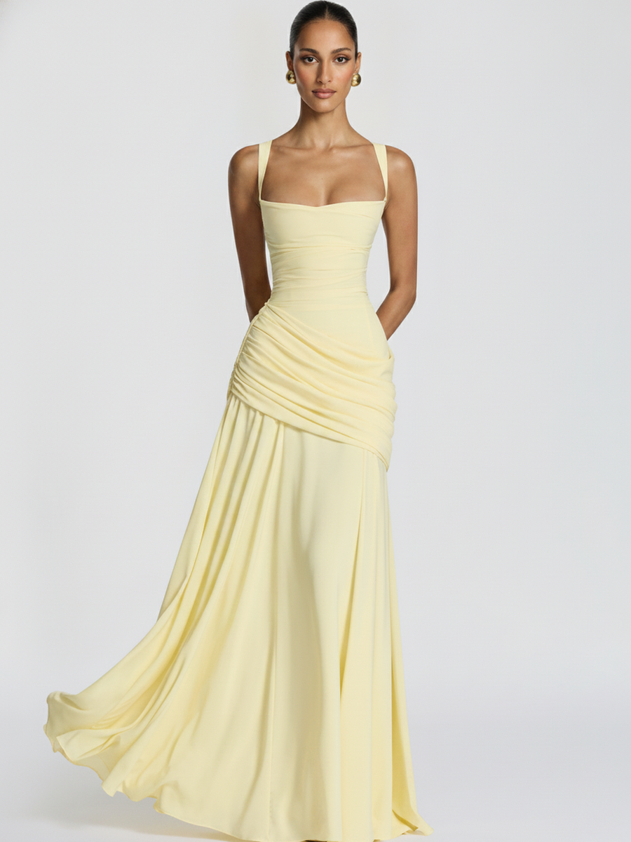 The Flared Midi on model, front