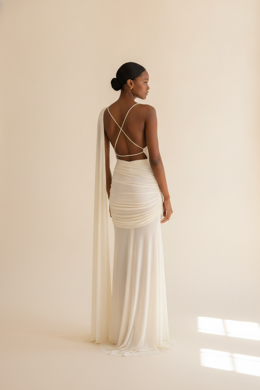 Asher Slinky One-Shoulder Maxi Dress on model